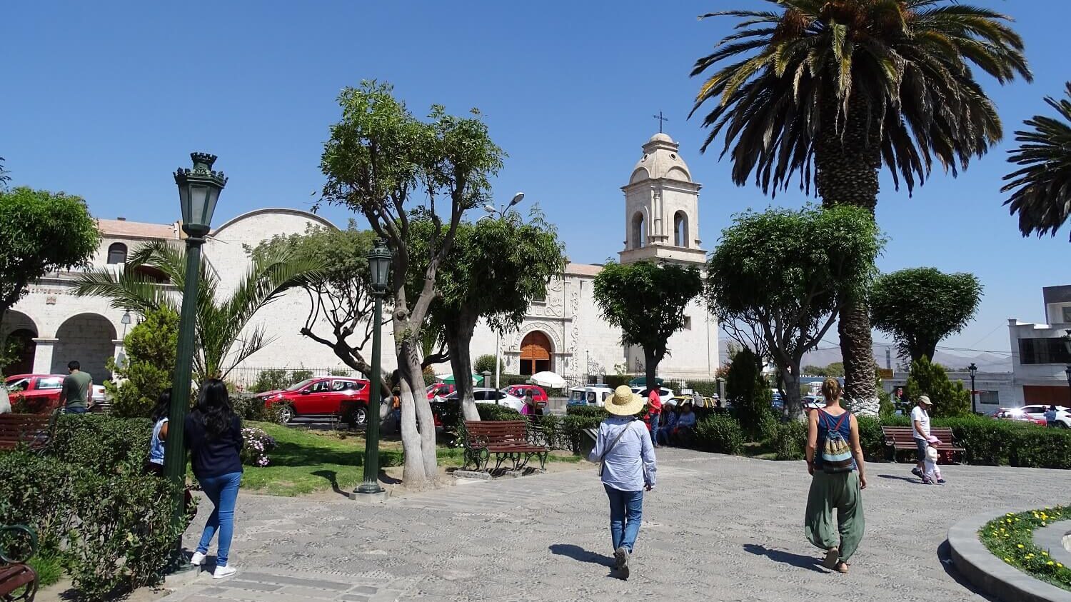 The church and square of Characato, an traditional area located south of Arequipa