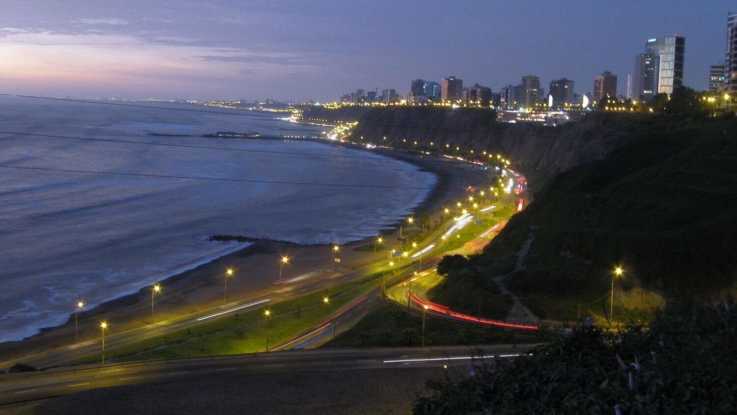 View of Miraflores, Lima, by night - RESPONSible Travel Peru