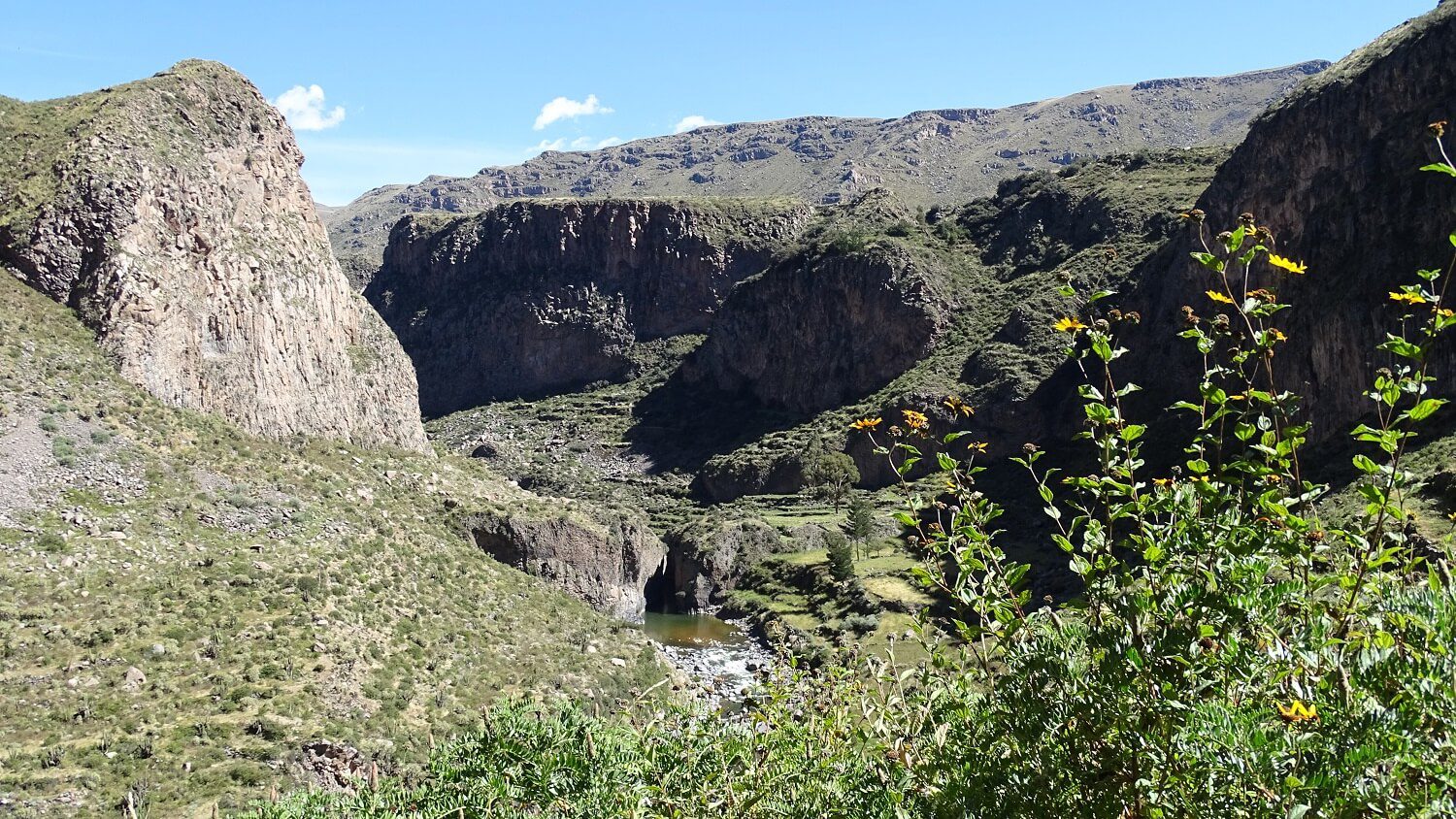 View into the Canocota Canyon. Hike the Collagua Route with RESPONSible Travel Peru