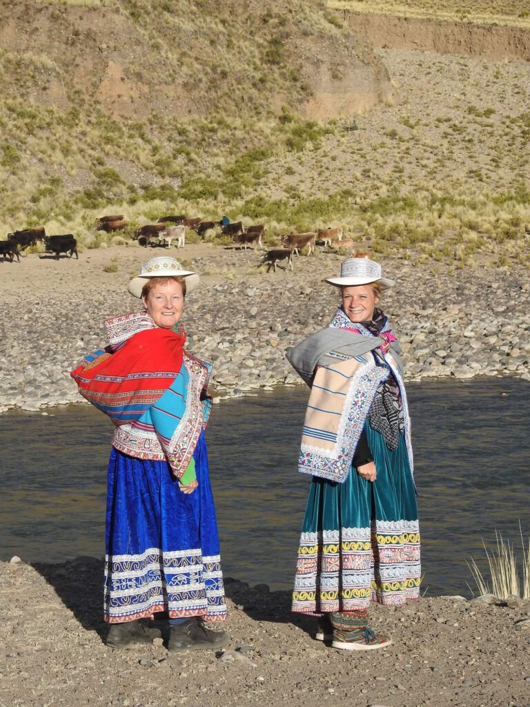 Travelers dressed up in traditional clothes in Sibayo, Colca Canyon | RESPONSible Travel Peru