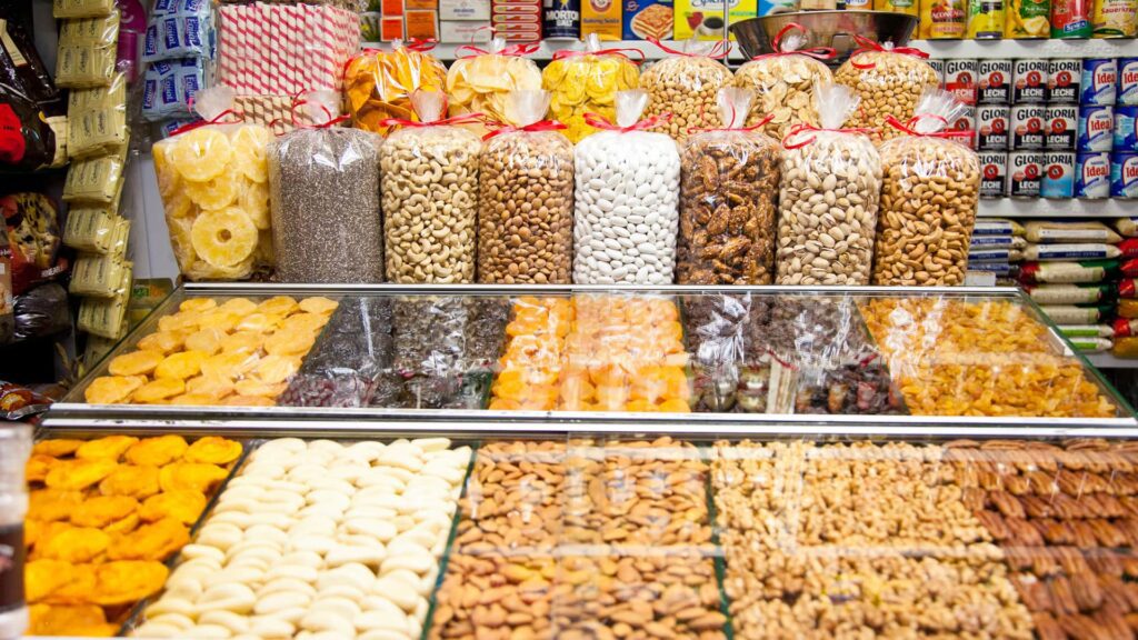 Huge variety of dried fruits and nuts available at the market | Responsible Travel Peru