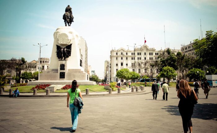 San Martin square is characterized by the big monument to the independence leader | Responsible Travel Peru