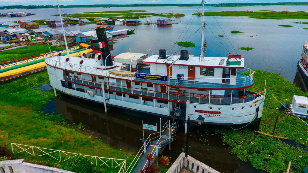 A museum of boat replicas inside an off-service boat in Iquitos | Impactful Travel Peru