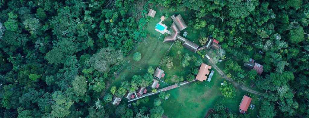 Vista aérea del lodge Estancia Bello Horizonte