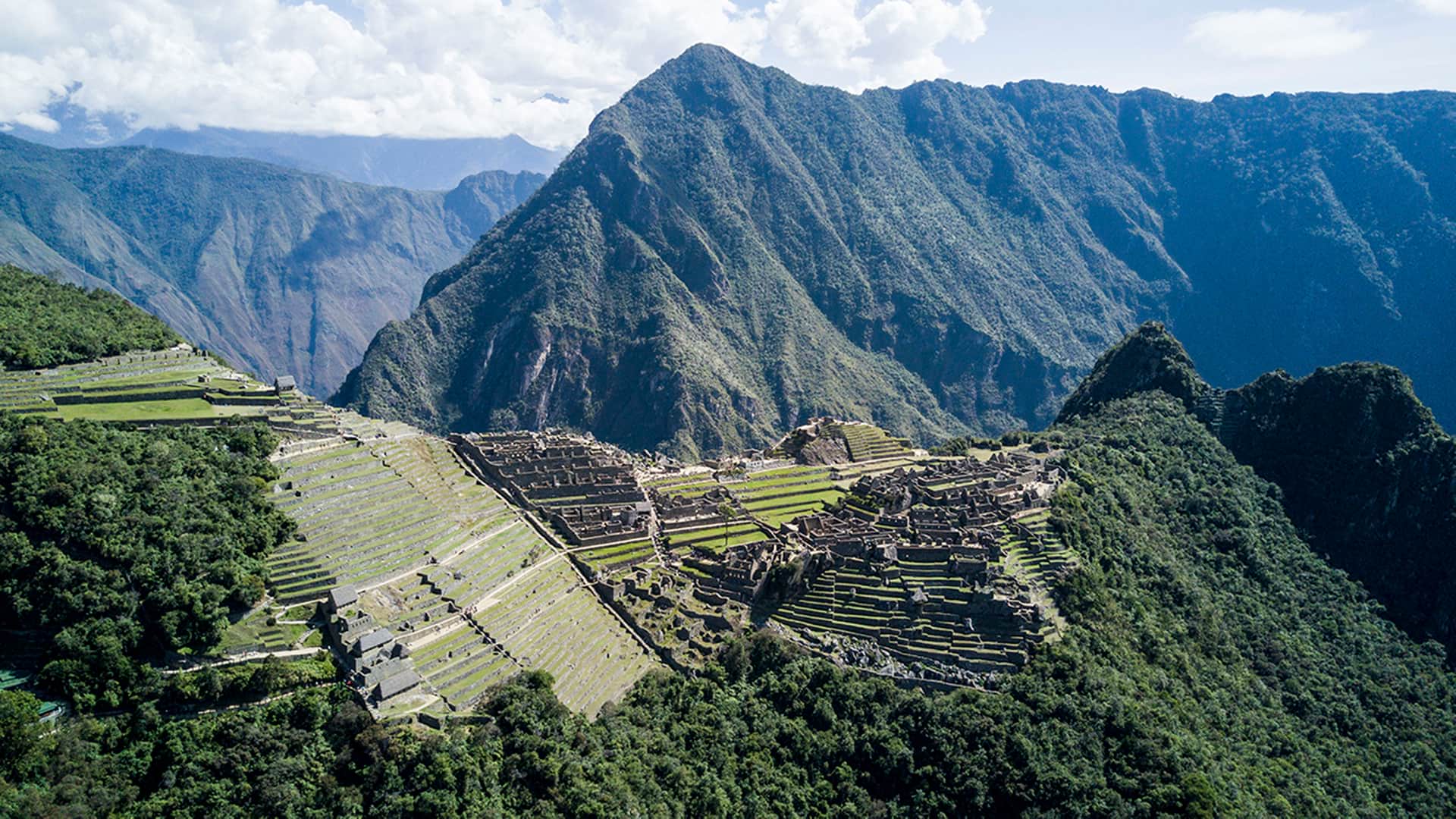 Machu Picchu drone aerial view