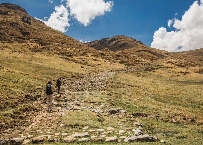 Another beautiful stretch where the original pavement can still be observed, whilst hiking up from Soledad de Tambo. Hike the Qhapaq Ñan - Great Inca Road | RESPONSible Travel Peru