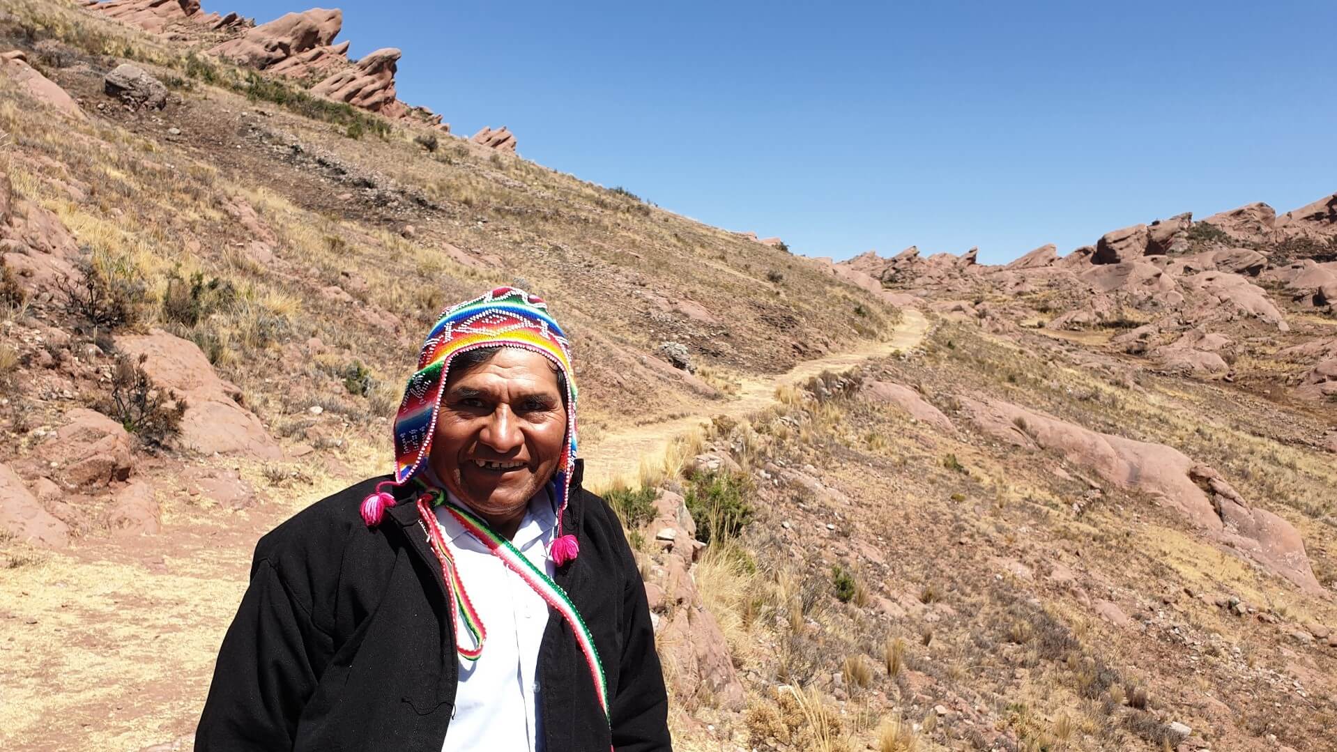 Señor Pedro Aquino, one of our local guides from Jayujayuni, is proud of the interest that his stretch of the Qhapaq Ñan is finally receiving. What are you waiting for? Go and visit Pedro and take a stroll with him along the Inca Road at Lake Titicaca! | RESPONSible Travel Peru