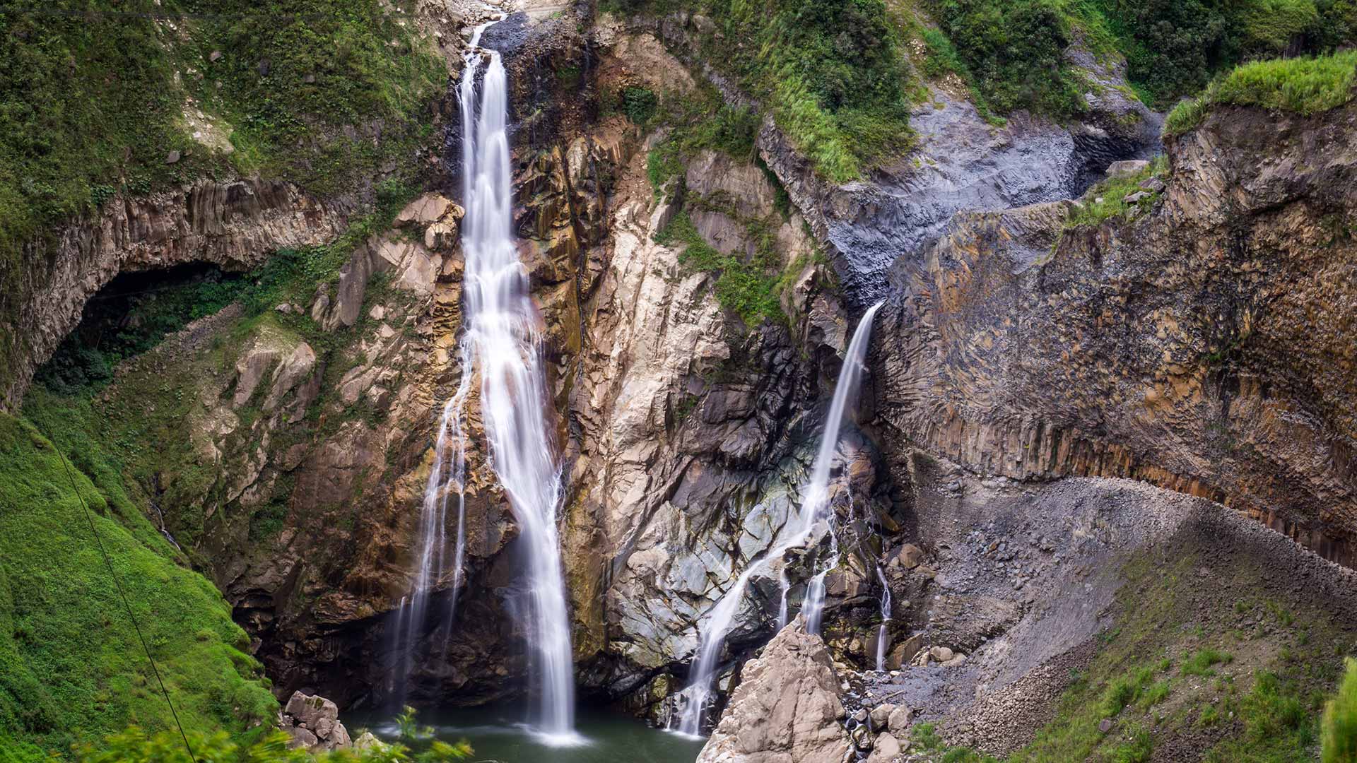 Spectacular geography at the Manto de la Novia Waterfall near Baños, Ecuador | Impactful Travel