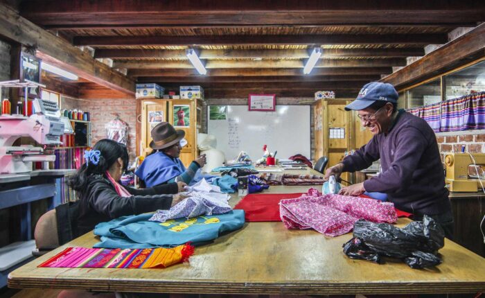 Visiting a textile workshop in Guamote supported by Inti Sisa on a tour from Baños to Guamote by Impactful Travel