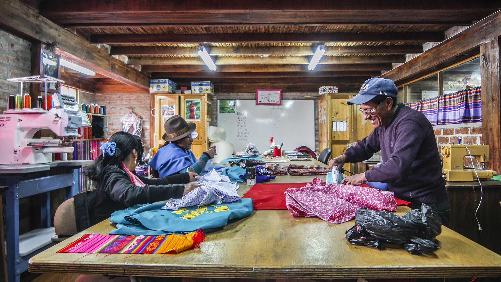 Visiting a textile workshop in Guamote supported by Inti Sisa on a tour from Baños to Guamote by Impactful Travel