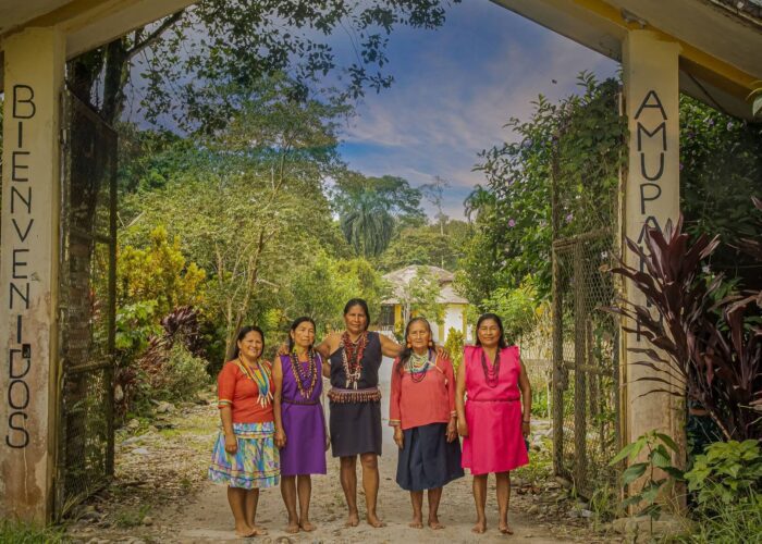 The achimamas, midwives, welcoming visitors to their Amupakin center to teach and share their wisdom about childbirth with ancient techniques and medicinal plants. | Impactful Travel in Ecuador