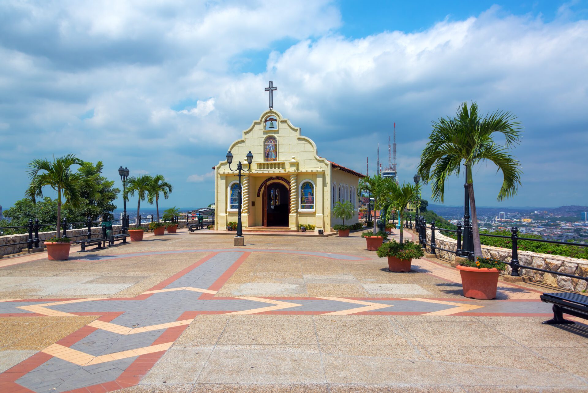 Church on top of Santa Ana hill in Guayaquil, Ecuador