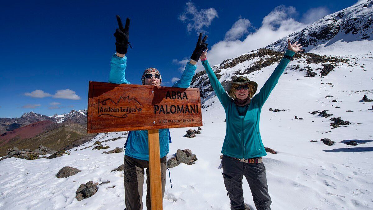 Proud hikers at the Palomani Pass - Ausangate Trek - Responsible Travel Peru